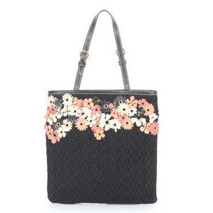 Miu Miu flower motif leather handbag black tote Shoulder Bag